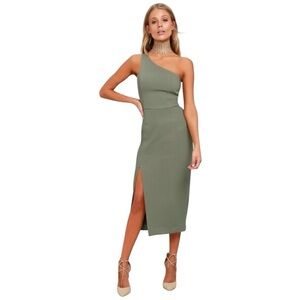 FINDERS KEEPERS Haunted Olive Green One Shoulder Midi Dress Size XXS 0 2‎ Party